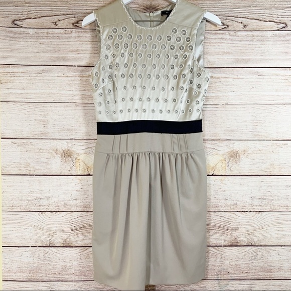 BCBGMaxAzria Cocktail Dress Taupe and Navy - Picture 5 of 7